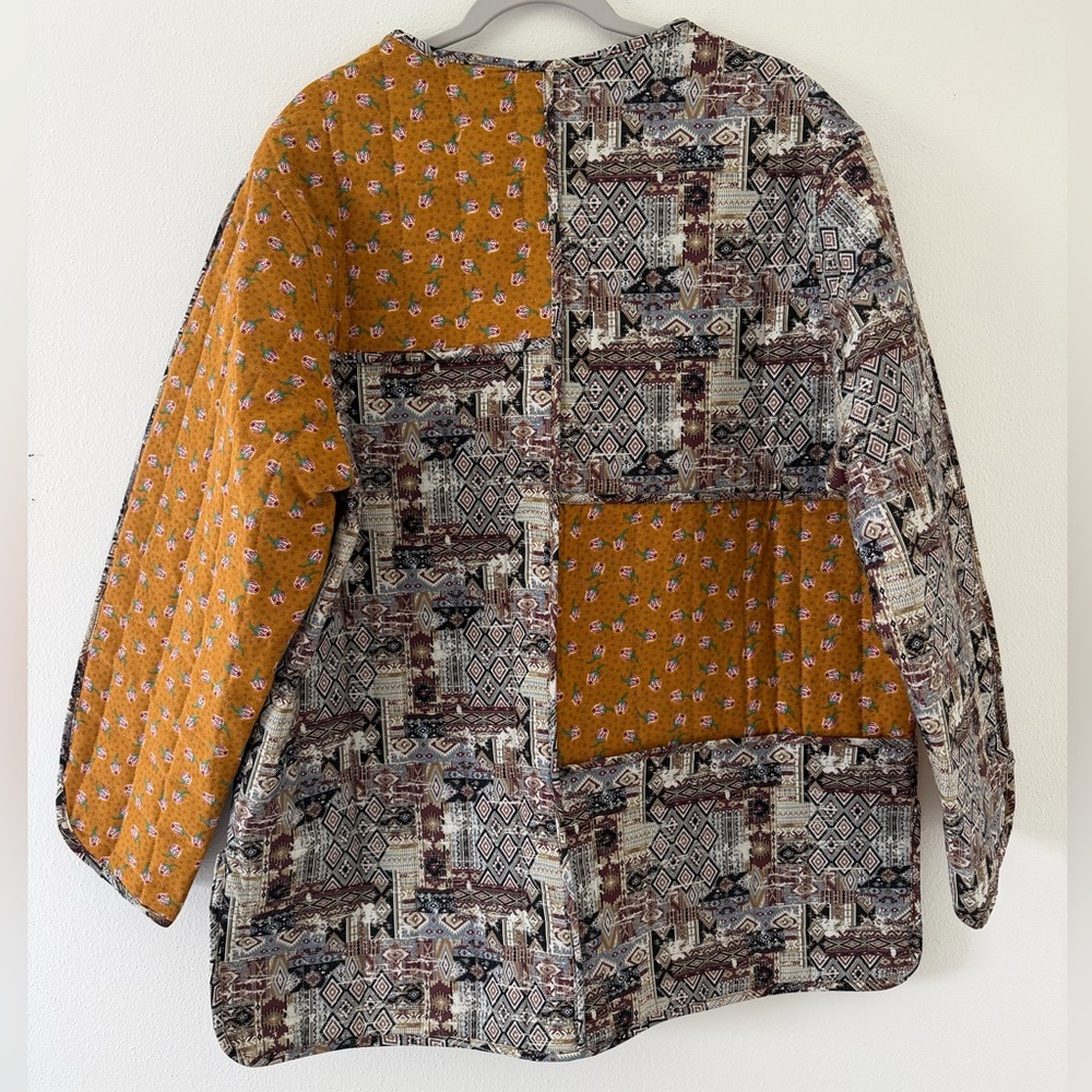 ✨NWT- POL Quilted Floral Patchwork Color Block Shacket size m/l - Picture 2 of 11